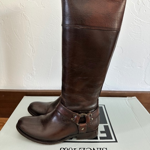 FRYE Melissa Harness Riding Boots - Size 6 - Color: Dark Brown - Picture 2 of 15